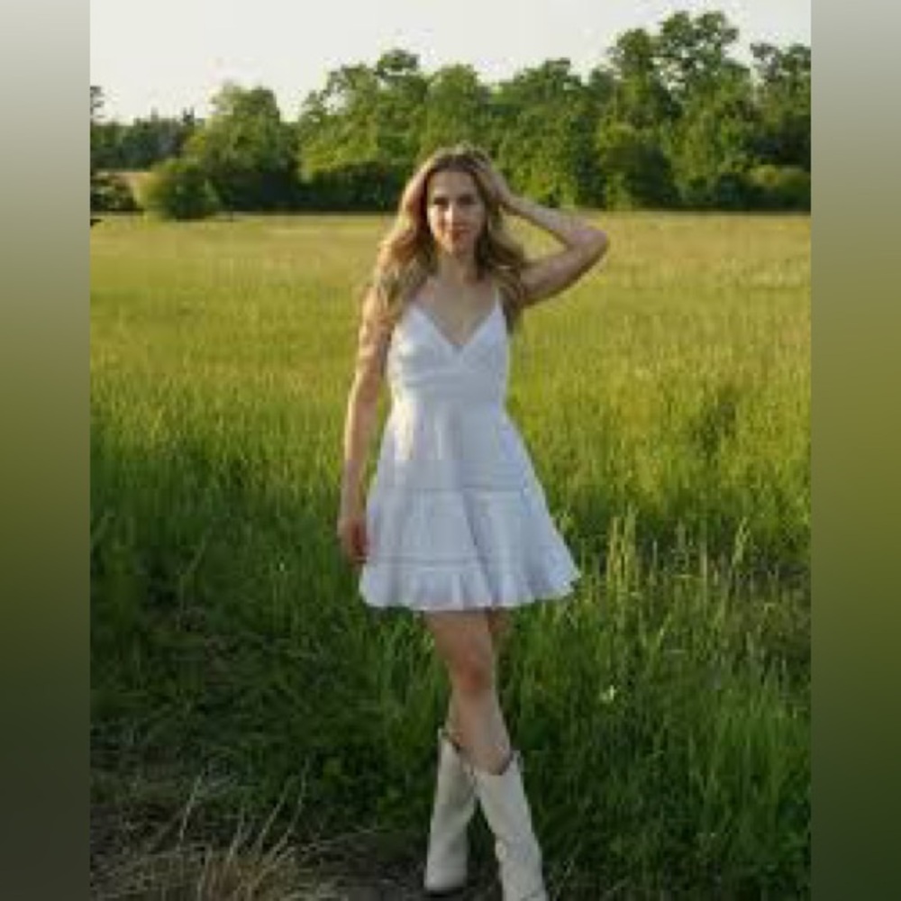 Euro White Smocked Tiered Floral Jacquard Sundress Festival, Coastal Cowgirl